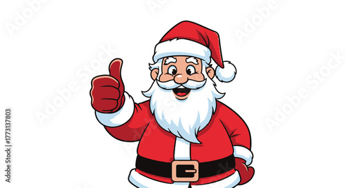 Funny Santa Claus Giving Thumbs Up Sign - Merry Christmas Cartoon Character