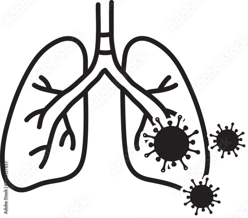 Lungs infected by a respiratory virus concept