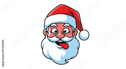 Funny Santa Claus Face with Tongue Out - Festive Holiday Illustration