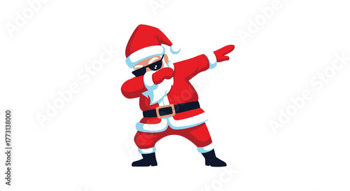 Funny illustration of Santa Claus dabbing with cool sunglasses, bringing modern holiday cheer and festive spirit
