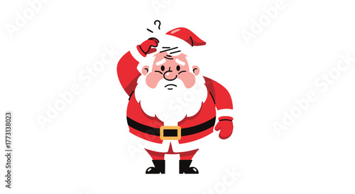 Funny Santa Claus Illustration of Confusion and Doubt during Christmas Season