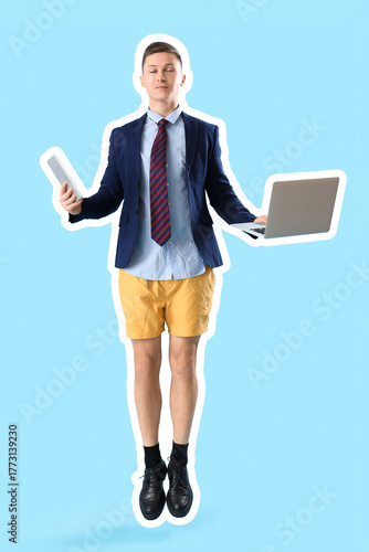 Funny businessman in beach ...