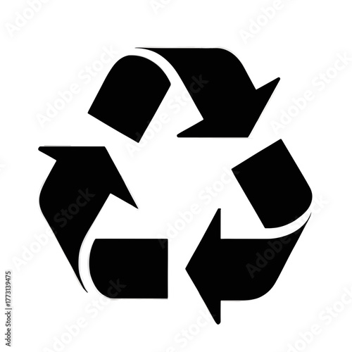 Rappresentazione grafica stilizzata del ciclo di riciclo, ideale per progetti che promuovono la consapevolezza ecologica e la salvaguardia del pianeta.