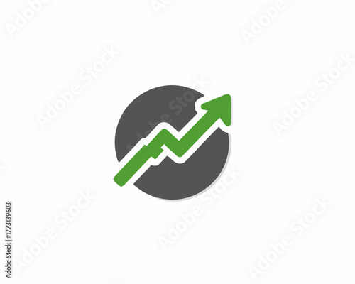 Grafico astratto di crescita finanziaria con freccia verde su sfondo grigio
