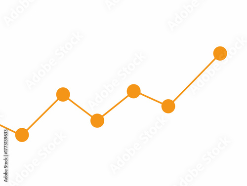 Grafico stilizzato con punti arancioni che indicano un andamento positivo e crescente.