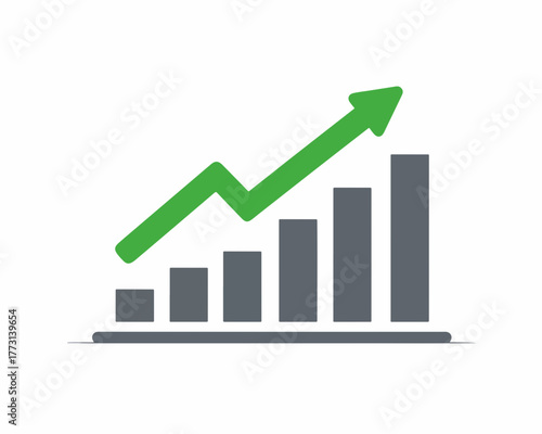 Grafico di crescita finanziaria con freccia verde che indica un trend positivo in aumento.