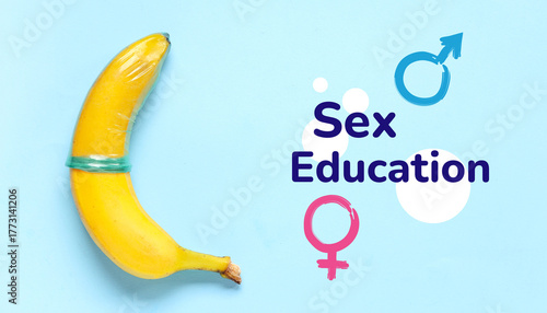 Fresh banana in condom on b...