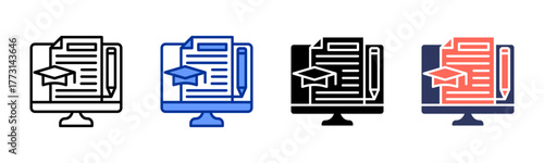 Course Curriculum icon sheet multiple style collection