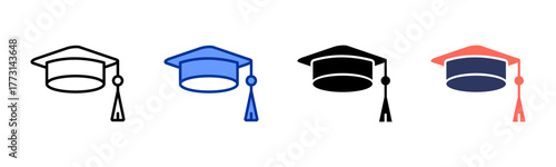 Graduation Cap icon sheet multiple style collection