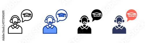 Education Support Chat icon sheet multiple style collection