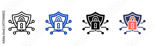 Cyber Security Shield icon sheet multiple style collection
