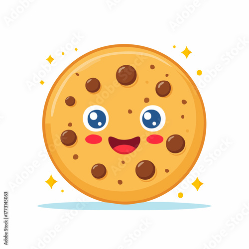 Delightful chocolate chip cookie character radiating joy, perfect for adding sweetness to your project, a happy cartoon treat to brighten anyone's day