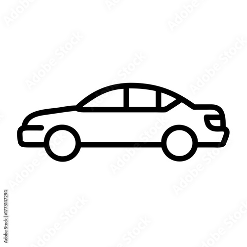 A modern sedan car outline illustration, representing transportation and mobility. This sleek, minimalist design is perfect for various applications