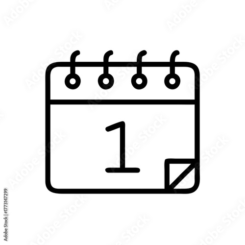 Simple calendar icon with number one displayed