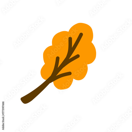 Flat Vector Illustration of an Oak Leaf Changing Color for Autumn and Fall Season Designs