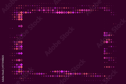 Vibrant abstract digital frame with glowing pink and purple diamond shapes, creating a dynamic and modern geometric border on a transparent background.