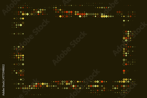 Abstract geometric frame with colorful diamond shapes on a transparent background, modern digital mosaic border design