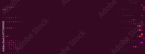 Abstract geometric pattern with scattered colorful rhombus shapes on a dark maroon background, creating a modern digital design.