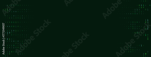 Abstract Digital Background with Binary Code Numbers on Dark Green Screen, Representing Data, Technology, and Programming Concepts