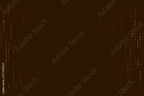 Abstract digital data stream background with falling binary code numbers, creating a futuristic matrix style visual representation of technology and programming.