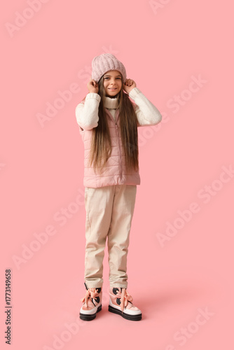 Cute little stylish happy g...