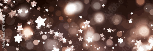 Fundo abstrato festivo com estrelas cintilantes e luzes bokeh douradas, criando uma atmosfera mágica e elegante.