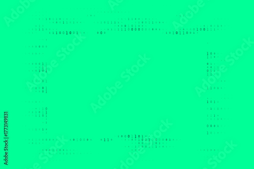 Digital Binary Code Frame on Green Background Representing Technology and Data Flow