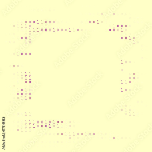 Abstract Digital Binary Code Pattern on Light Yellow Background Representing Data, Technology, and Modern Computing Concepts