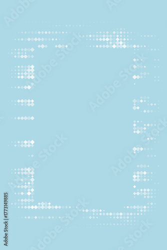 Light Blue Abstract Background with Subtle White Diamond Pixelated Frame Border Design for Modern Templates and Copy Space