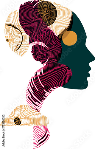 Abstract vector art Portrait The Unexplored Depths of Human Consciousness and the Complexities of Inner Thought