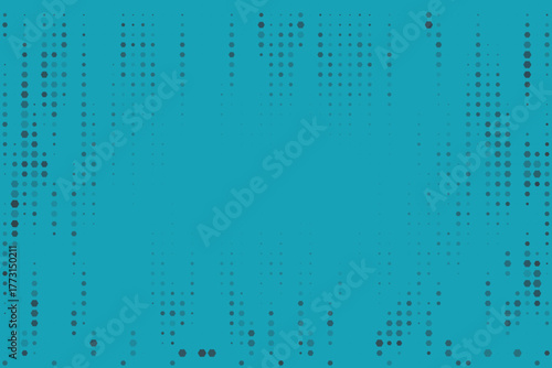 Abstract teal background with a modern digital dot pattern creating a textured frame effect, ideal for technology and design concepts