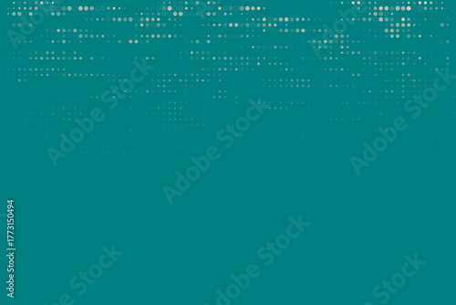 Abstract digital pattern with light dots and circles on a vibrant teal background, creating a modern technological texture and subtle gradient effect.