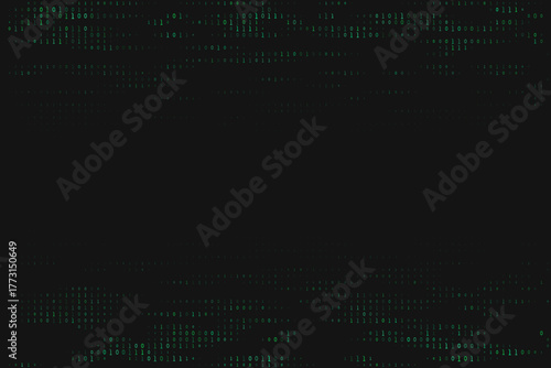 Abstract digital background with glowing green binary code numbers creating a futuristic technology pattern, representing data, programming, and cyber security concepts.