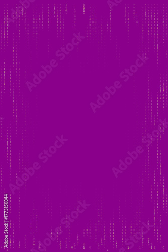 Digital rain of binary code on a vibrant purple background, representing technology, data flow, and cyber security concepts.