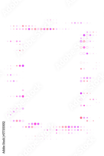 Abstract glowing hexagonal and circular pattern forming a vibrant digital frame on a transparent background, perfect for modern technology and futuristic designs.