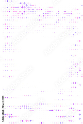 Abstract digital background with glowing purple and blue diamond shapes creating a modern geometric pattern on a dark backdrop, ideal for technology and futuristic designs.