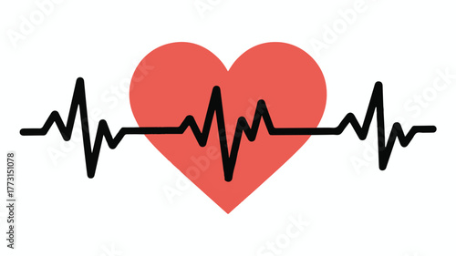Vibrant red heart with a strong heartbeat line symbolizing health and life