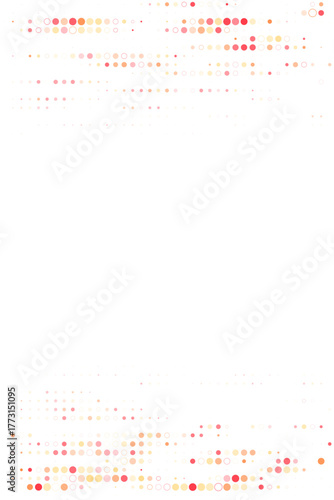 Abstract digital pattern with vibrant red, orange, and beige dots and rings on a transparent background, creating a modern technological texture.