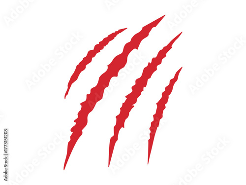 Monster Scratch Marks Vector. Red Slashed Effect Design. 