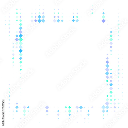 Vibrant Geometric Diamond Frame Pattern with Shimmering Blue Green and Purple Hues on a Dark Background