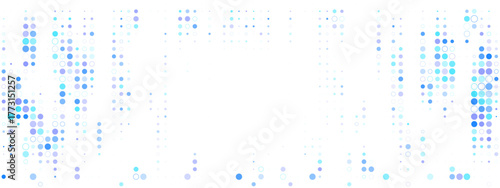 Futuristic technology background featuring vertical lines of colorful dots and rings, symbolizing data flow and connectivity.