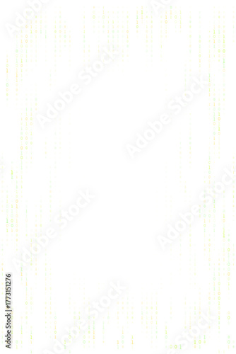 Digital data stream of green binary code cascading on a transparent background, symbolizing technology, programming, and cybersecurity concepts for modern designs.