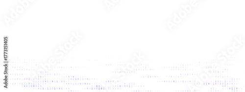 Dark abstract background with glowing blue and purple binary code and digital data stream patterns