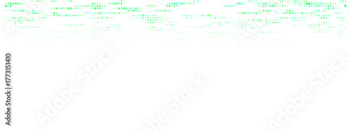 Abstract digital data stream with glowing green and blue pixels on a transparent background, representing technology and futuristic concepts.