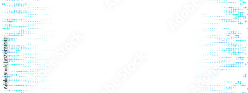 Abstract digital background with glowing blue and green pixelated data streams on a dark backdrop, representing modern technology and futuristic concepts