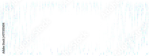 Digital rain of glowing green and blue binary code falling on a transparent background, symbolizing data, technology, and virtual reality concepts.