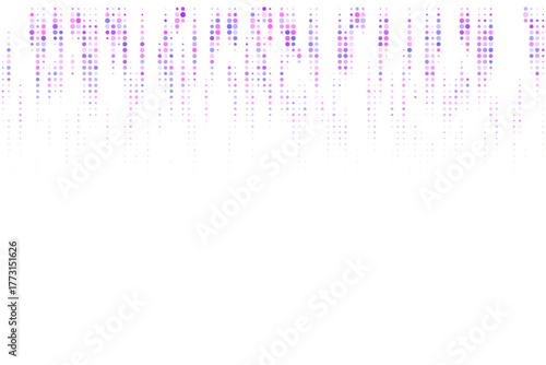 Abstract digital background with falling colorful dots creating a futuristic data stream effect.