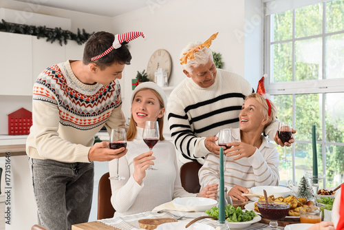 Big family with wine having...