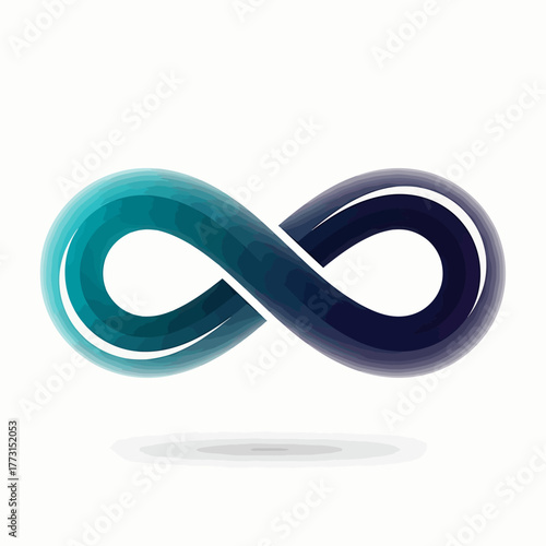 Colorful geometric infinity symbol with a modern polygonal texture. Abstract vector illustration of a limitless loop icon with a blue gradient