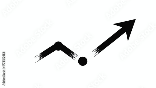 Abstract upward trend arrow with brush stroke effect, symbolizing growth and progress.